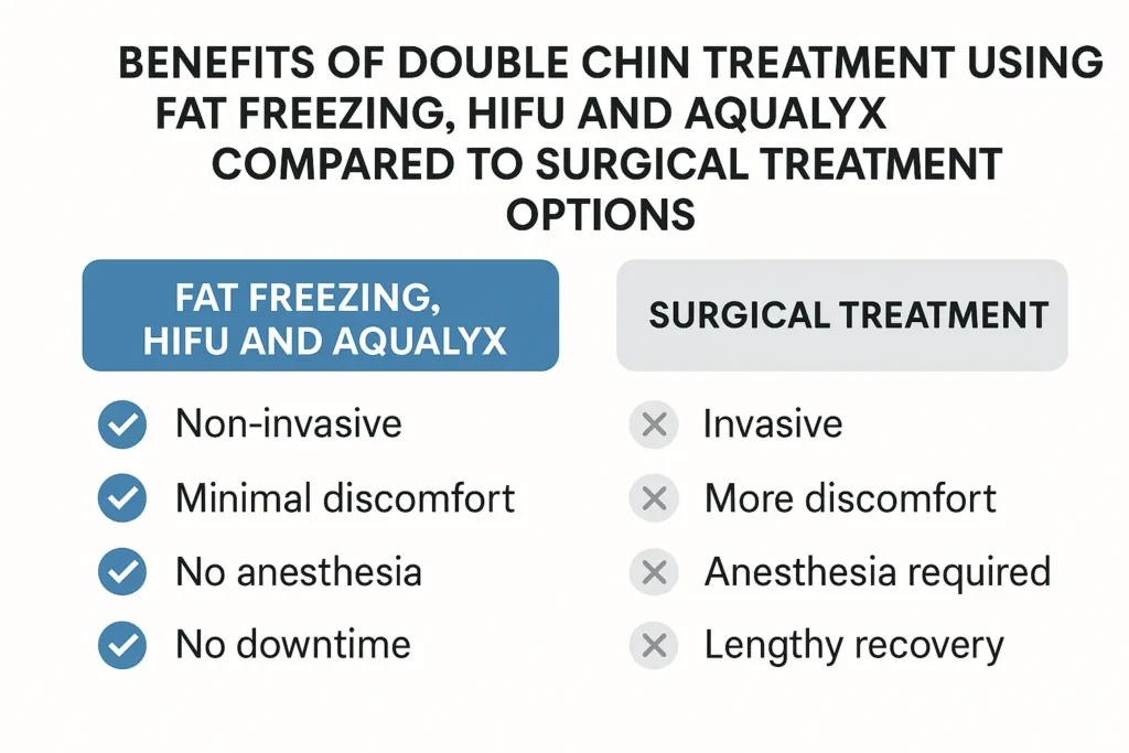 Graphic about the benefits of double chin treatment Enfield Island Village - from LA LIPO
